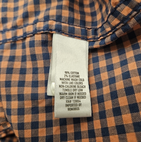 Bonobos Slim Fit Pink Blue Check Button Down Mens Long Sleeve Shirt - Picture 4 of 6